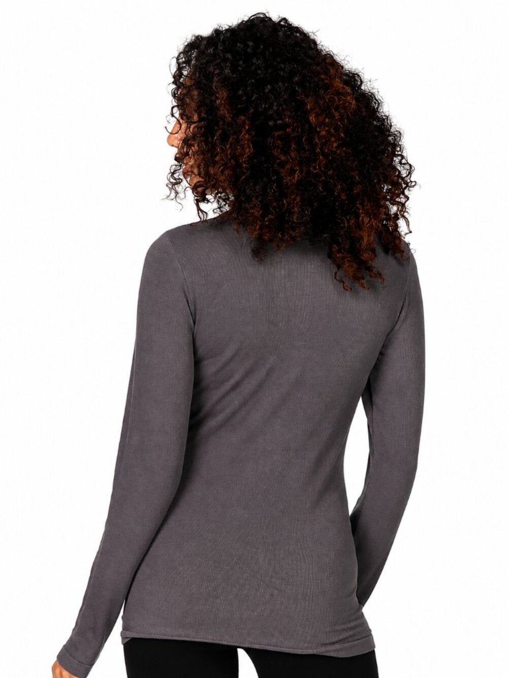 M. Rena Warm Ribbed Turtle Neck Long Sleeve Pullover Casual Tee Top. One Size - Picture 4 of 10